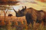 Rhinos painting on canvas ANR0001