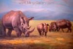 Rhinos painting on canvas ANR0002
