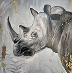 Rhinos painting on canvas ANR00037