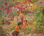 Famous Bali Artist Merpres painting on canvas BAA0044