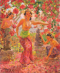 Famous Bali Artist Merpres painting on canvas BAA0045