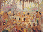 Famous Bali Artist Merpres painting on canvas BAA0070