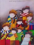 Children painting on canvas CHI0008