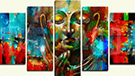 Group Painting Sets Buddha 5 Panel painting on canvas PAB0001