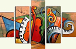 Group Painting Sets Music 5 Panel painting on canvas PAM0024