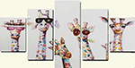 Group Painting Sets Animals 5 Panel painting on canvas PAP0004