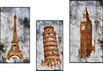 Group Painting Sets Places European Landmarks 3 Panel painting on canvas PAX0001