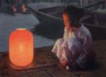 Chinese Lantern Ladies painting on canvas PRX0005