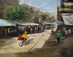 Bangkok Old Town Cityscape painting on canvas TBK0012