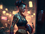 Thai Cyberpunk Thai Boxer painting on canvas TCY004