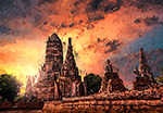 Thai Temples painting on canvas TEM0005