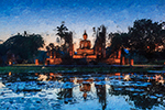 Thai Temples painting on canvas TEM0009