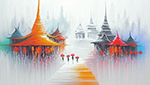 Thai Temples painting on canvas TEM0011