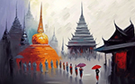 Thai Temples painting on canvas TEM0013