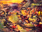 Thai Floating Market painting on canvas TFM0004