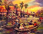Thai Floating Market painting on canvas TFM0006