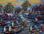 Thai Floating Market painting on canvas TFM0010