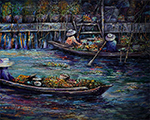 Thai Floating Market painting on canvas TFM0012