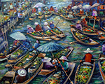 Thai Floating Market painting on canvas TFM0013
