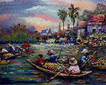 Thai Floating Market painting on canvas TFM0015