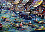 Thai Floating Market painting on canvas TFM0016
