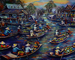 Thai Floating Market painting on canvas TFM0017