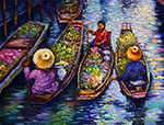 Thai Floating Market painting on canvas TFM0018