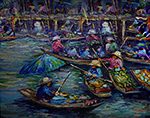 Thai Floating Market painting on canvas TFM0020