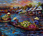Thai Floating Market painting on canvas TFM0021