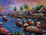 Thai Floating Market painting on canvas TFM0022