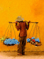 Thai Flower Sellers painting on canvas TFS0004