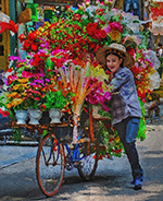 Thai Flower Sellers painting on canvas TFS0007