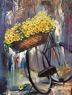 Thai Flower Sellers painting on canvas TFS0008