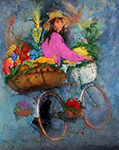 Thai Flower Sellers painting on canvas TFS0009