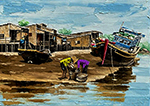 Thai Boats painting on canvas TMB0010