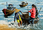 Thai Boats painting on canvas TMB0011
