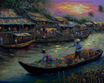 Thai Boats painting on canvas TMB0013
