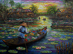 Thai Boats painting on canvas TMB0014