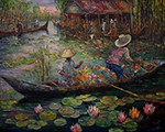 Thai Boats painting on canvas TMB0015