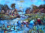 Thai Village painting on canvas TPM0024