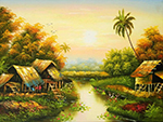 Thai Village painting on canvas TPM0026