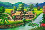 Thai Village painting on canvas TPM0028
