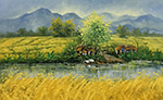Thai Rice Fields painting on canvas TRM0017