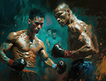 Thai Sports Two Thai Boxers Square Up painting on canvas TSP004